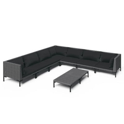 8 Piece Garden Lounge Set with Cushions Poly Rattan Dark Grey Payday Deals