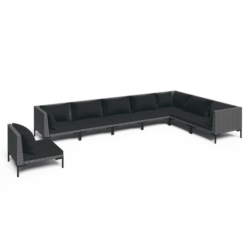 8 Piece Garden Lounge Set with Cushions Poly Rattan Dark Grey Payday Deals