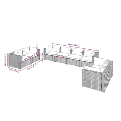 8 Piece Garden Lounge Set with Cushions Poly Rattan Grey Payday Deals