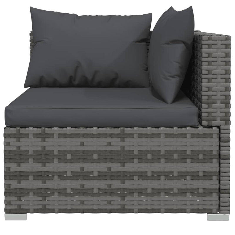 8 Piece Garden Lounge Set with Cushions Poly Rattan Grey Payday Deals