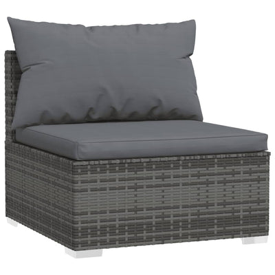 8 Piece Garden Lounge Set with Cushions Poly Rattan Grey Payday Deals