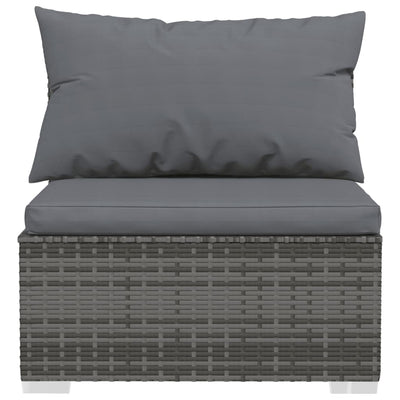 8 Piece Garden Lounge Set with Cushions Poly Rattan Grey Payday Deals