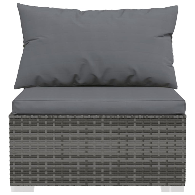 8 Piece Garden Lounge Set with Cushions Poly Rattan Grey Payday Deals