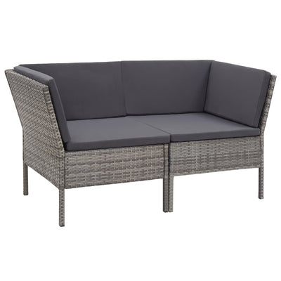 8 Piece Garden Lounge Set with Cushions Poly Rattan Grey Payday Deals