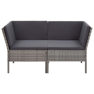 8 Piece Garden Lounge Set with Cushions Poly Rattan Grey Payday Deals