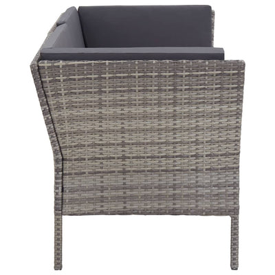 8 Piece Garden Lounge Set with Cushions Poly Rattan Grey Payday Deals