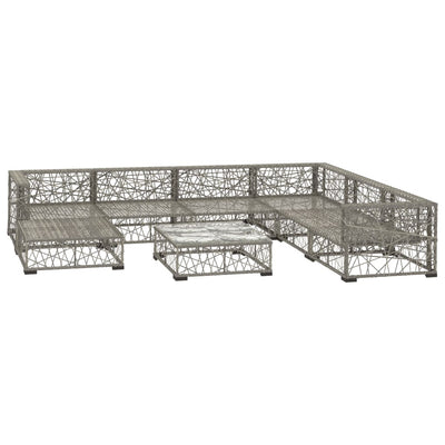 8 Piece Garden Lounge Set with Cushions Poly Rattan Grey Payday Deals