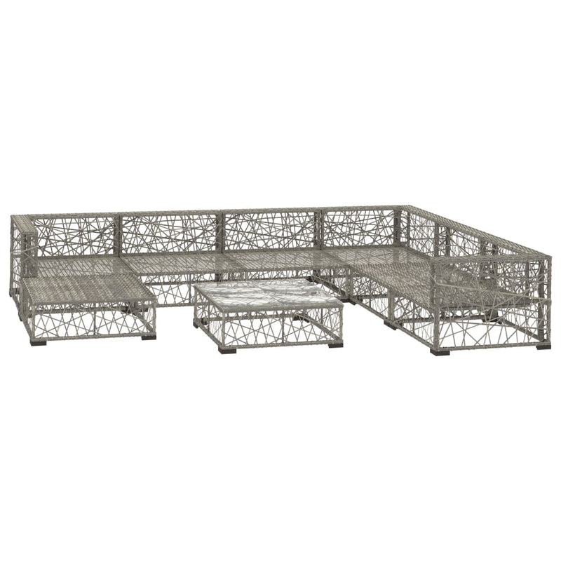 8 Piece Garden Lounge Set with Cushions Poly Rattan Grey Payday Deals