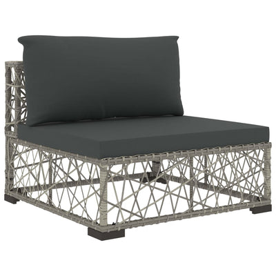 8 Piece Garden Lounge Set with Cushions Poly Rattan Grey Payday Deals