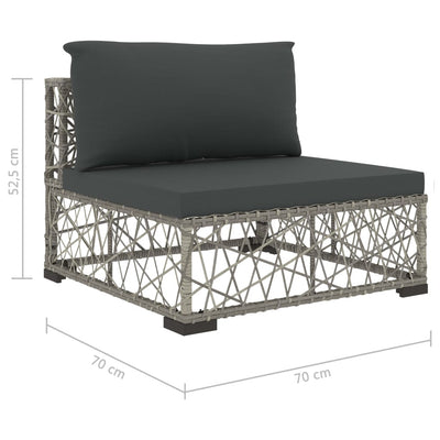 8 Piece Garden Lounge Set with Cushions Poly Rattan Grey Payday Deals