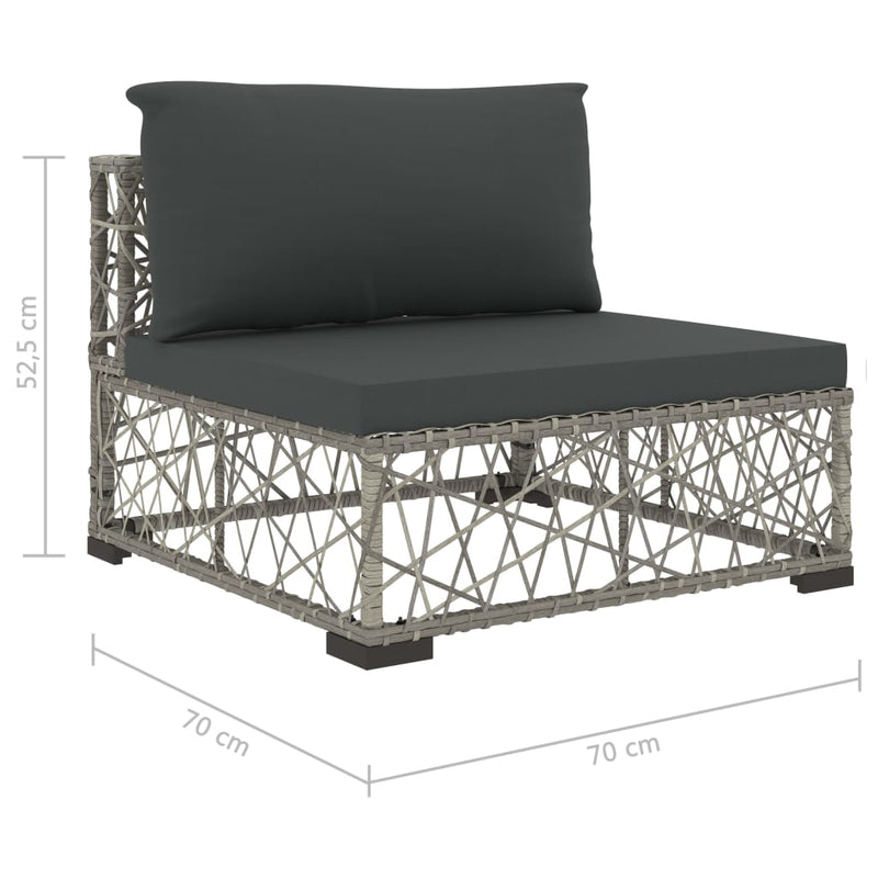 8 Piece Garden Lounge Set with Cushions Poly Rattan Grey Payday Deals