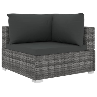 8 Piece Garden Lounge Set with Cushions Poly Rattan Grey Payday Deals