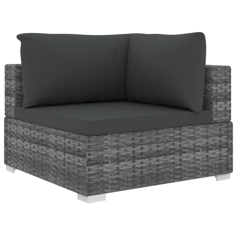 8 Piece Garden Lounge Set with Cushions Poly Rattan Grey Payday Deals
