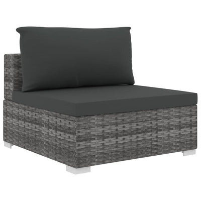 8 Piece Garden Lounge Set with Cushions Poly Rattan Grey Payday Deals