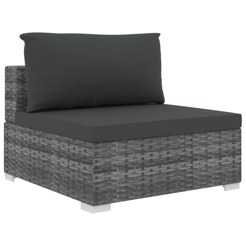 8 Piece Garden Lounge Set with Cushions Poly Rattan Grey Payday Deals