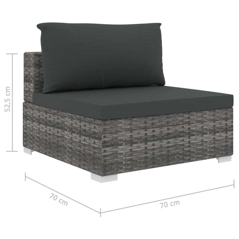 8 Piece Garden Lounge Set with Cushions Poly Rattan Grey Payday Deals