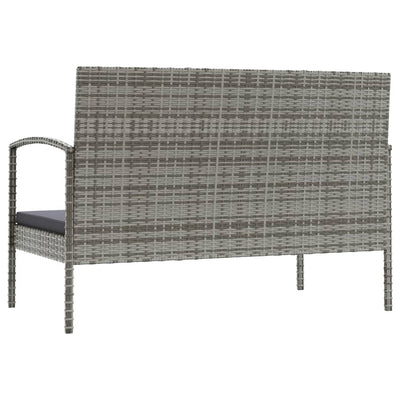 8 Piece Garden Lounge Set with Cushions Poly Rattan Grey Payday Deals