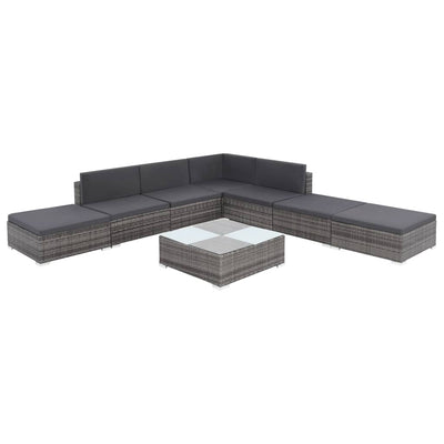 8 Piece Garden Lounge Set with Cushions Poly Rattan Grey Payday Deals