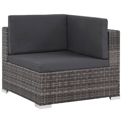 8 Piece Garden Lounge Set with Cushions Poly Rattan Grey Payday Deals