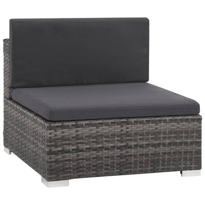 8 Piece Garden Lounge Set with Cushions Poly Rattan Grey Payday Deals