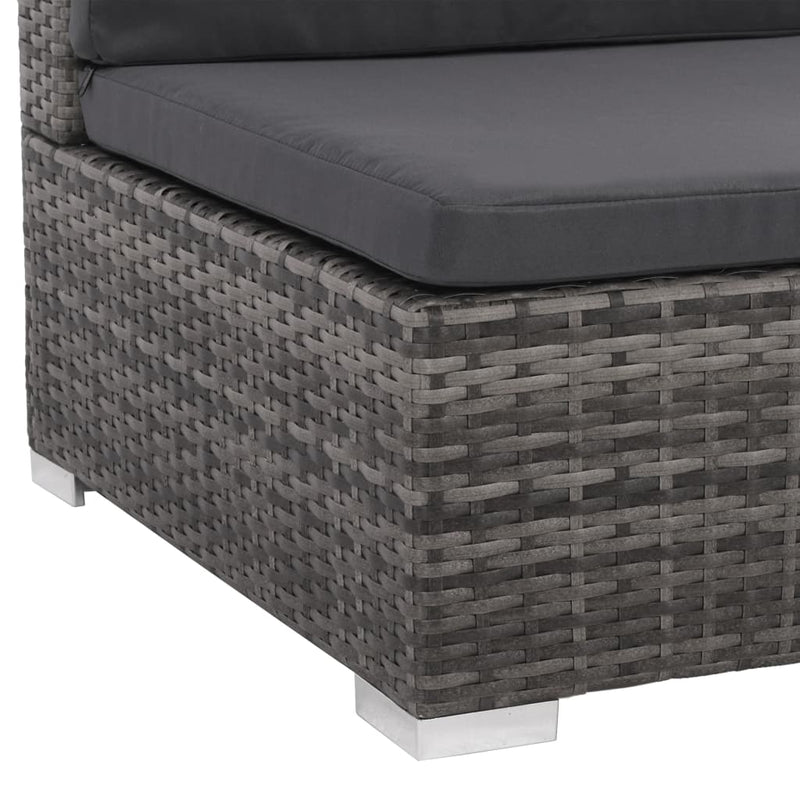 8 Piece Garden Lounge Set with Cushions Poly Rattan Grey Payday Deals