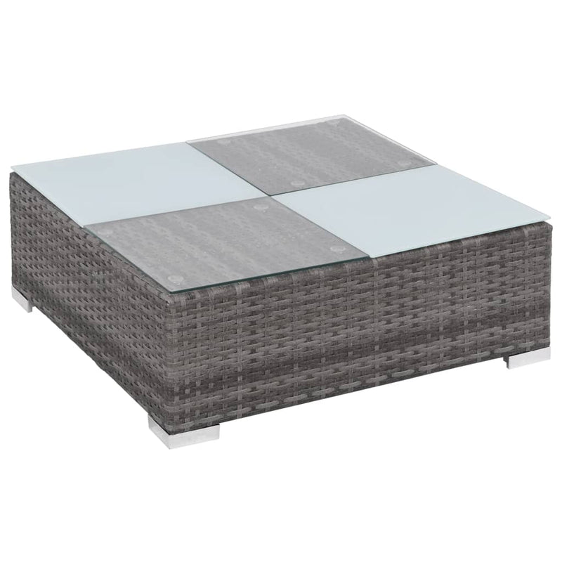 8 Piece Garden Lounge Set with Cushions Poly Rattan Grey Payday Deals