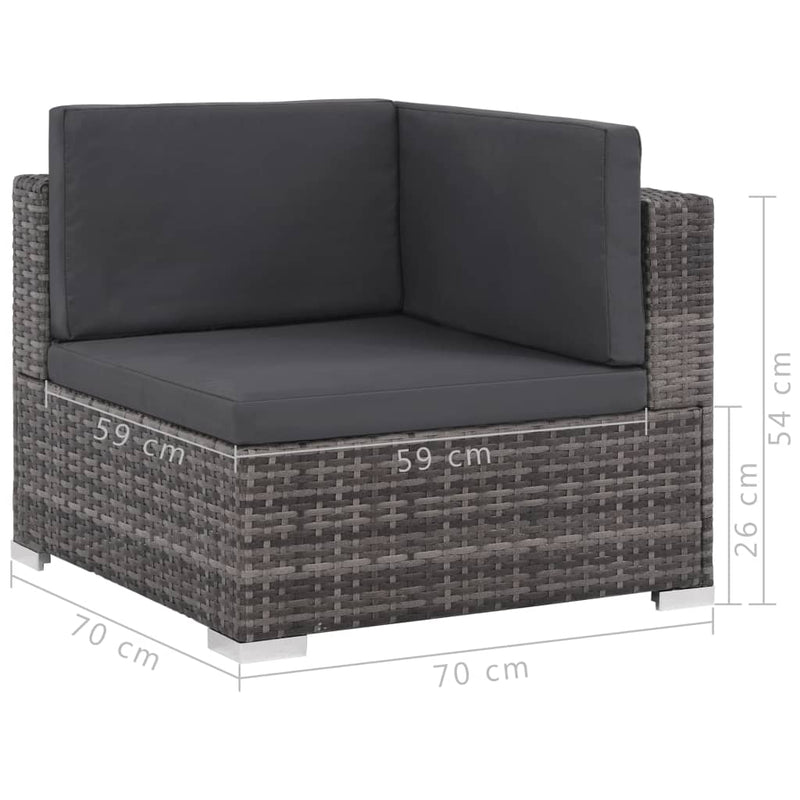 8 Piece Garden Lounge Set with Cushions Poly Rattan Grey Payday Deals