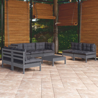 8 Piece Garden Lounge Set with Cushions Solid Pinewood