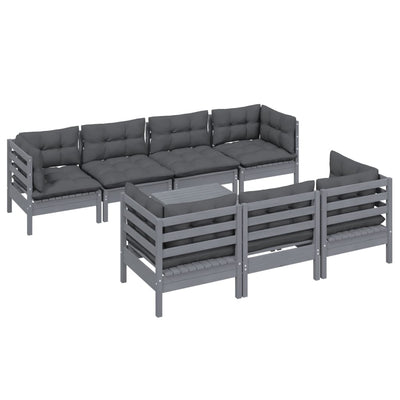 8 Piece Garden Lounge Set with Cushions Solid Pinewood Payday Deals