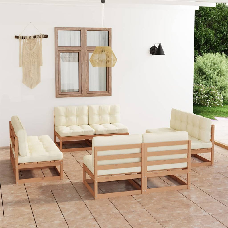 8 Piece Garden Lounge Set with Cushions Solid Pinewood Payday Deals