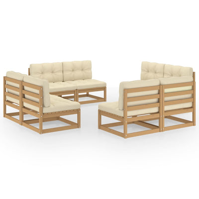 8 Piece Garden Lounge Set with Cushions Solid Pinewood Payday Deals