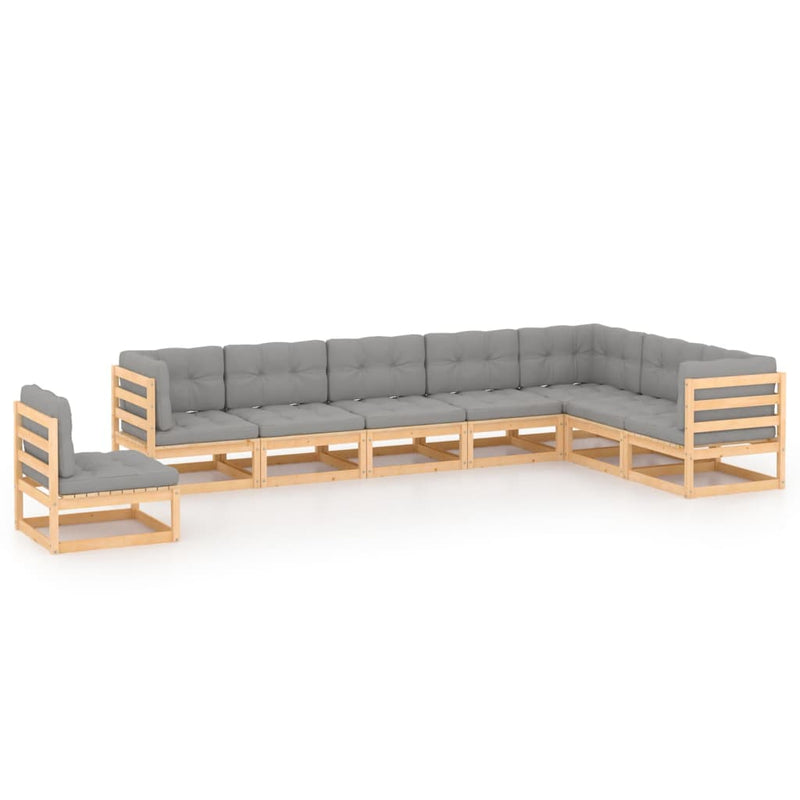 8 Piece Garden Lounge Set with Cushions Solid Pinewood Payday Deals