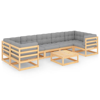 8 Piece Garden Lounge Set with Cushions Solid Pinewood Payday Deals