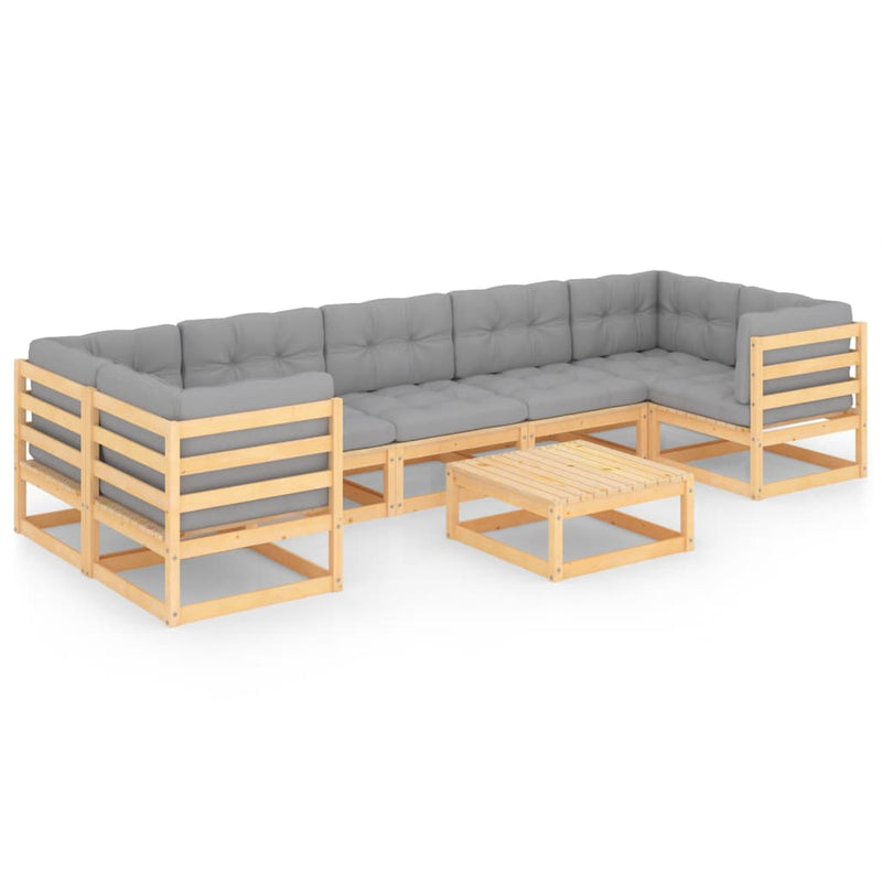 8 Piece Garden Lounge Set with Cushions Solid Pinewood Payday Deals