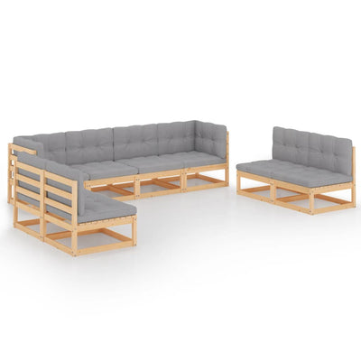 8 Piece Garden Lounge Set with Cushions Solid Pinewood Payday Deals
