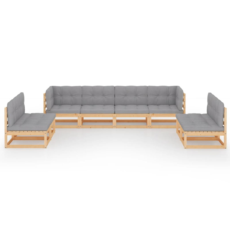 8 Piece Garden Lounge Set with Cushions Solid Pinewood Payday Deals