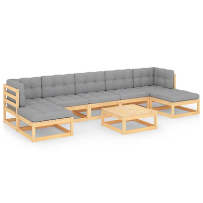 8 Piece Garden Lounge Set with Cushions Solid Pinewood Payday Deals