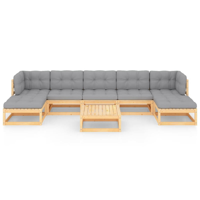 8 Piece Garden Lounge Set with Cushions Solid Pinewood Payday Deals
