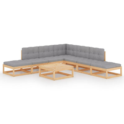 8 Piece Garden Lounge Set with Cushions Solid Pinewood Payday Deals