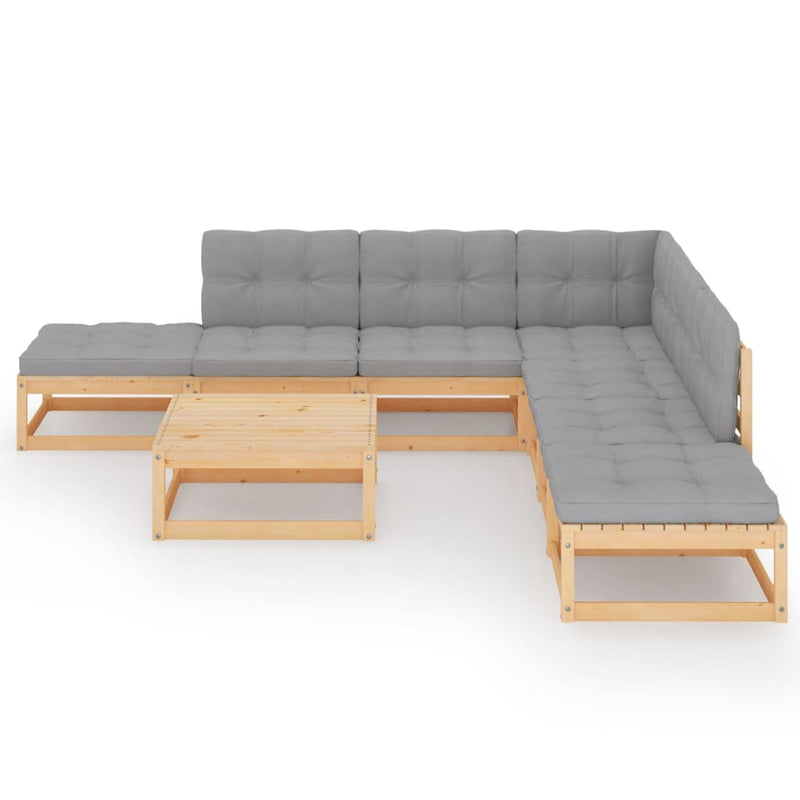 8 Piece Garden Lounge Set with Cushions Solid Pinewood Payday Deals