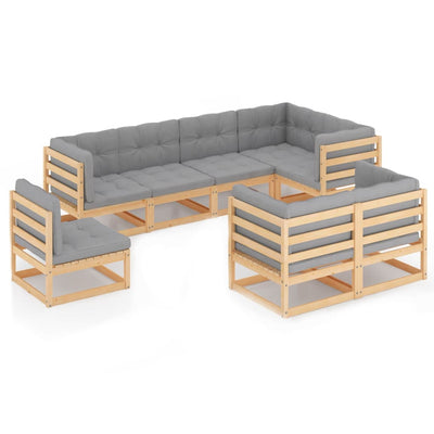 8 Piece Garden Lounge Set with Cushions Solid Pinewood Payday Deals
