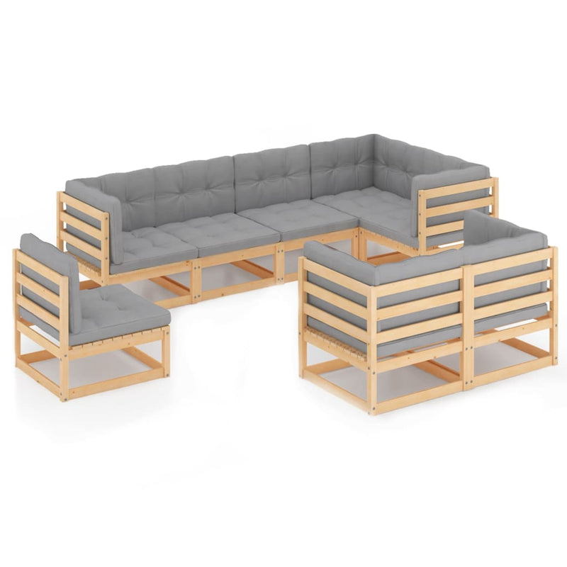 8 Piece Garden Lounge Set with Cushions Solid Pinewood Payday Deals