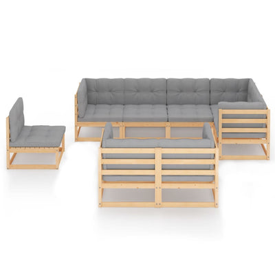 8 Piece Garden Lounge Set with Cushions Solid Pinewood Payday Deals