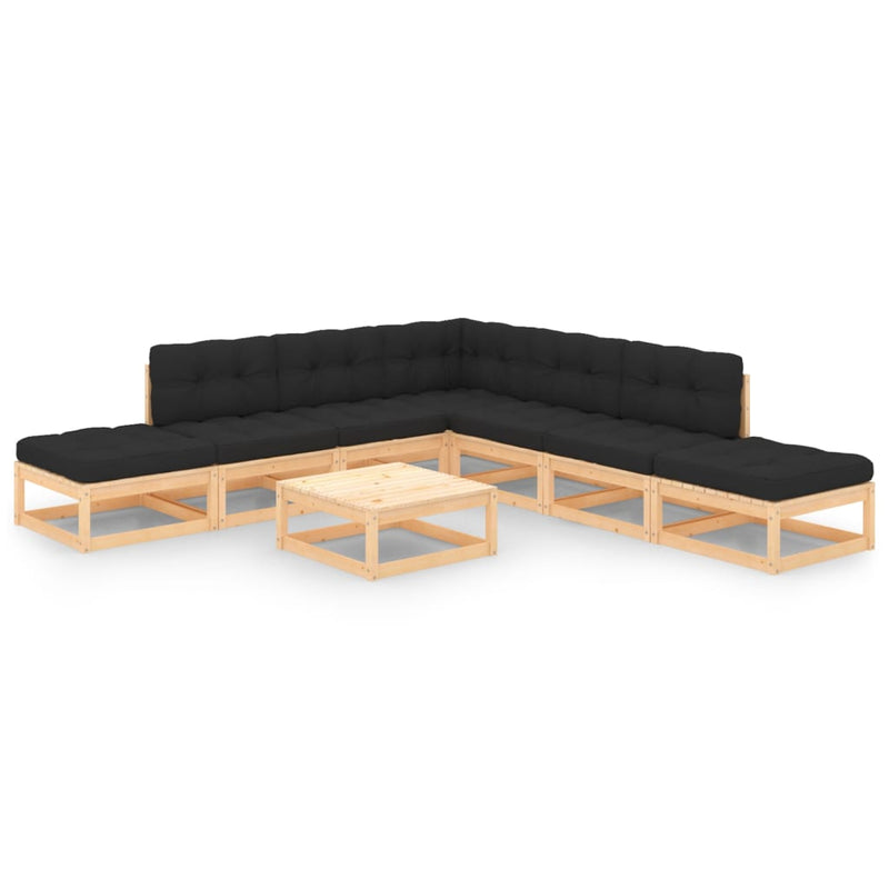 8 Piece Garden Lounge Set with Cushions Solid Pinewood Payday Deals