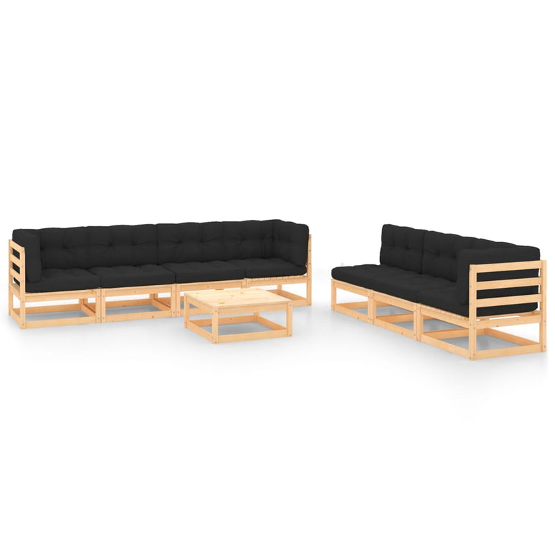 8 Piece Garden Lounge Set with Cushions Solid Pinewood Payday Deals