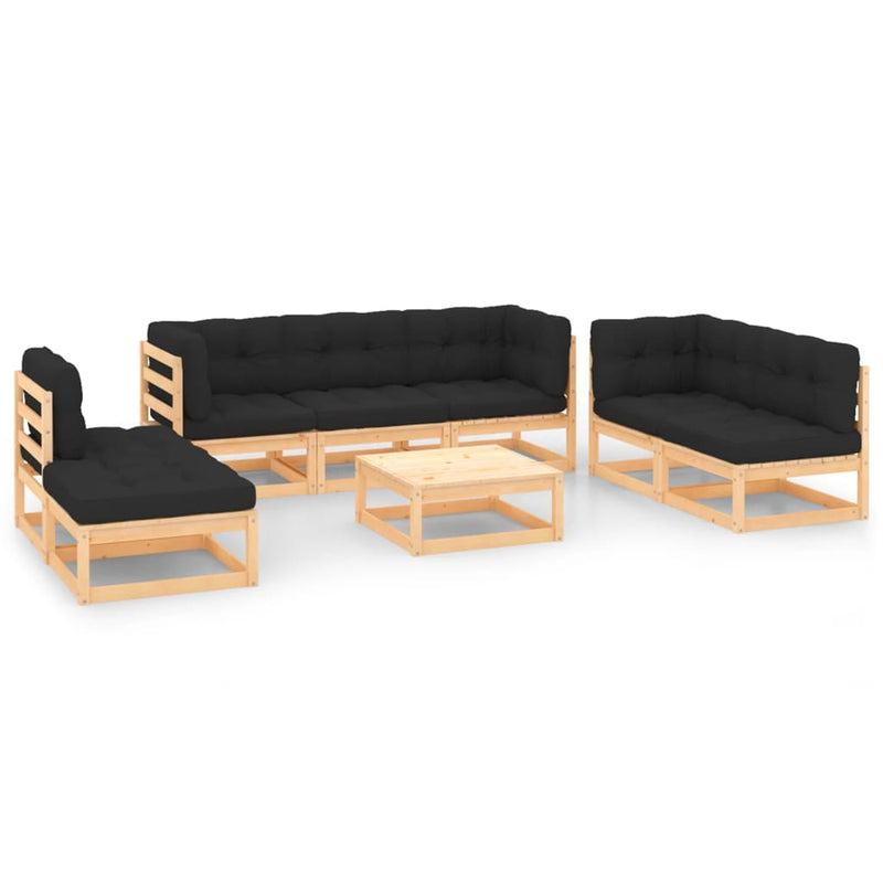 8 Piece Garden Lounge Set with Cushions Solid Pinewood Payday Deals