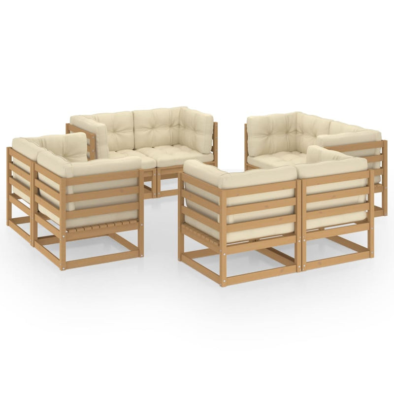 8 Piece Garden Lounge Set with Cushions Solid Pinewood Payday Deals