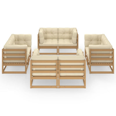 8 Piece Garden Lounge Set with Cushions Solid Pinewood Payday Deals
