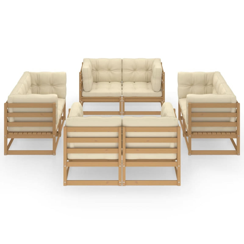 8 Piece Garden Lounge Set with Cushions Solid Pinewood Payday Deals