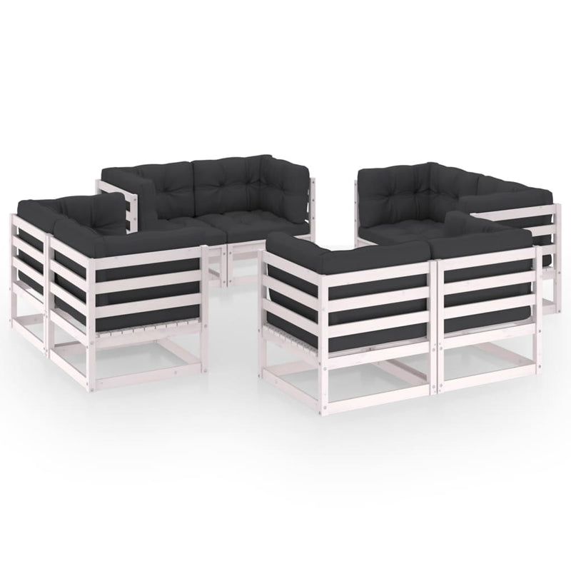 8 Piece Garden Lounge Set with Cushions Solid Pinewood Payday Deals